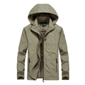 Khaki Herren Outdoor Kapuzenjacke mit funktionalen Zippertaschen und atmungsaktivem Netzfutter - M / Khaki