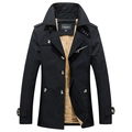 Giacca da uomo nera foderata in pile color cammello con chiusura a bottoni - 4XL / Nero (Più Velluto Ispessito)