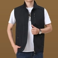 Men's quick-dry outdoor vest in black finish with stand collar and zipper pockets - M 170 Specification (Recommended approx. 60kg) / Tops / Black (7992)