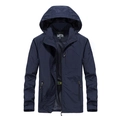 Dunkelblaue Herren-Windjacke mit Kapuze, wasserdichtem Stoff und Reißverschlusstaschen - M / Dunkelblau