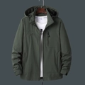 Coupe-vent de plein air vert militaire pour homme avec capuche amovible et poche zippée - M / Vert Armée