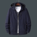 Veste coupe-vent d'extérieur pour homme bleu marine avec capuche amovible et poches - M / Bleu foncé