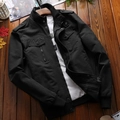 Men's tactical black utility cargo jacket with military shoulder straps and ribbed collar - 6XL / Black
