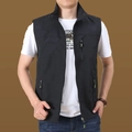 Men's quick-dry black outdoor sport vest with multi-pockets and stand collar - L / Tops / Black (Style 7882)