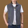 Men's quick-dry outdoor vest in dark grey with stand collar and zipper pockets - M / Tops / Grey (Style 7882)