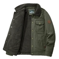 Giacca da uomo verde oliva stile cargo con fodera in pile grigio e toppa logo - M / Verde Militare