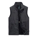 Gilet outdoor da uomo nero foderato in pile con colletto dritto e tasche con cerniera - M / Nero