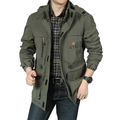 Veste outdoor homme vert olive avec capuche et plusieurs poches fonctionnelles - M / Vert Armée