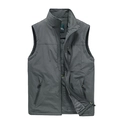 Men's outdoor fleece-lined winter vest with stand collar and zipper pockets in dark grey - M / Gray
