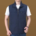 Men's quick-dry outdoor fishing vest in deep blue with multi-pocket zipper design - M / Tops / Navy Blue (7929)