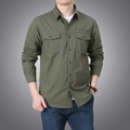 Camisa de trabajo para hombre de algodón verde militar con manga larga y OFF-ROAD - 6XL / Verde Militar