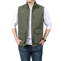Men's multi-pocket tactical vest in olive green color for outdoor and photography - M / Army Green