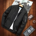 Chaqueta bomber negra para hombre con cuello levantado y bolsillo con cremallera - M / Negro