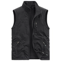 Schwarze Fleece-Weste für Herren mit Stehkragen und praktischen Reißverschlusstaschen - M / Schwarz