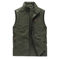 Gilet en polaire vert armée pour homme avec col montant et poches zippées pour l'extérieur - M / Vert Armée