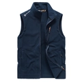 Gilet polaire bleu marine pour homme avec col montant et poches zippées pratiques - M / Bleu foncé