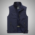Men's dark blue outdoor vest with multi-pocket design and breathable mesh lining - M / Navy Blue