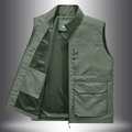 Men's outdoor utility fishing vest in olive green with multi-pockets and mesh lining - M / Army Green