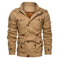 Khaki Herren Winterparka mit abnehmbarer Kapuze, Fleece-Futter und Multi-Taschen-Design - M / Khaki