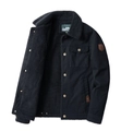 Herrenjacke in Dunkelblau mit schwarzem Fleece-Futter, Baumwollstoff und Ärmelaufnäher - M / Schwarz Blau