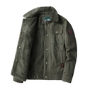 Winter-Militärjacke in Armeegrün mit Sherpa-Futter und Taschen im Vintage-Stil für Herren - M / Armeegrün