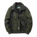 Giacca da uomo stile aviatore verde oliva con caldo colletto in pile e tasche cargo militari - M / Verde Militare