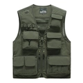 Chaleco de pesca exterior verde militar con múltiples bolsillos y forro de malla - M / Verde Militar