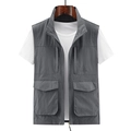 Chaleco táctico gris oscuro para hombre con múltiples bolsillos y cuello alto - M / Gris