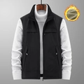 Men's outdoor leisure casual fishing vest in black with thick warm fleece lining detail - M / Reversible Black