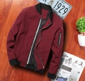 Blouson bomber bordeaux pour homme avec poignets côtelés et poche zippée sur la manche - M / Bordeaux