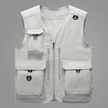 Chaleco de pesca gris claro para hombre con múltiples bolsillos y malla transpirable - M / Gris Beige