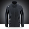 Veste outdoor homme noire avec fermeture éclair, col montant et tissu coupe-vent stretch - M / gris foncé