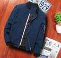 Blouson aviateur bleu marine pour homme avec bords-côtes et poche sur la manche - M / Bleu foncé
