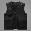 Chaleco de pesca exterior para hombre en malla negra con múltiples bolsillos - M / Negro