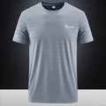 T-shirt homme gris foncé à col rond avec logo Fashion 1961 et texture horizontale - M / Gris clair