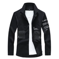 Herren Hemd in Schwarz Langarm Business Casual mit Streifen-Detail und weißem Textdruck - M / Schwarz
