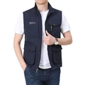 Men's dark blue multi-pocket functional utility vest in quick-dry fabric for outdoors - M / Dark Blue