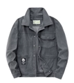Veste en velours côtelé gris foncé pour homme avec poche et écusson brodé mode - M / Gris