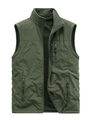 Chaleco de exterior verde militar forrado de vellón con cuello alto y cremalleras - M / Verde Militar