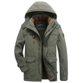 Giacca invernale da uomo verde oliva con spessa fodera in pile e multi-tasche - M / Verde Militare