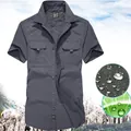 Chemise de randonnée à manches courtes gris foncé pour hommes à séchage rapide - M / Gris