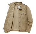 Veste en velours côtelé kaki pour hommes avec poches de style vintage américain - M / Kaki