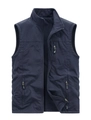 Chaleco deportivo azul oscuro con cuello alto y múltiples bolsillos con cremallera - M / Azul oscuro