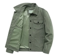 Veste en velours côtelé pour homme vert sauge avec poches poitrine et col classique - M / vert olive