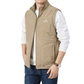 Gilet réversible en polaire kaki pour homme avec col montant et broderie outdoor - M / Kaki