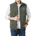 Gilet réversible en polaire vert armée pour homme avec col montant et logo outdoor brodé - M / Vert Militaire