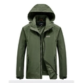 Men's dark green hooded waterproof windbreaker jacket for outdoor sports and leisure - M / Army Green