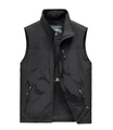 Men's black outdoor quick-dry vest with stand collar and functional zipper pockets - M / Black