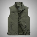 Men's outdoor utility vest in army green featuring multi-pockets and breathable mesh lining - M / Army Green