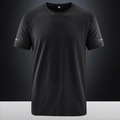 Men's black ice silk sports T-shirt featuring raglan sleeves and reflective strip details - M / Black